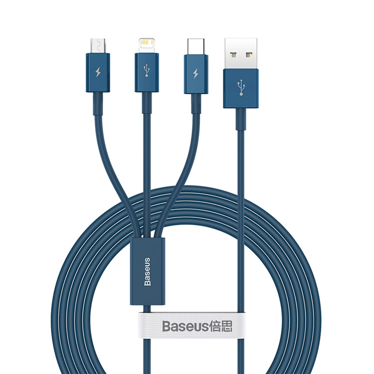 خرید کابل USB سه کاره Baseus - آبی