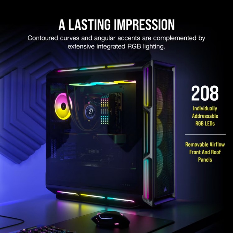 خرید کیس کامپیوتر Corsair iCUE 5000T RGB TG- شاسی مید تاور - سیاه