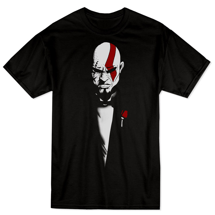 Kratos - God Father Style T-Shirt - Black زیور آلات و پوشیدنی