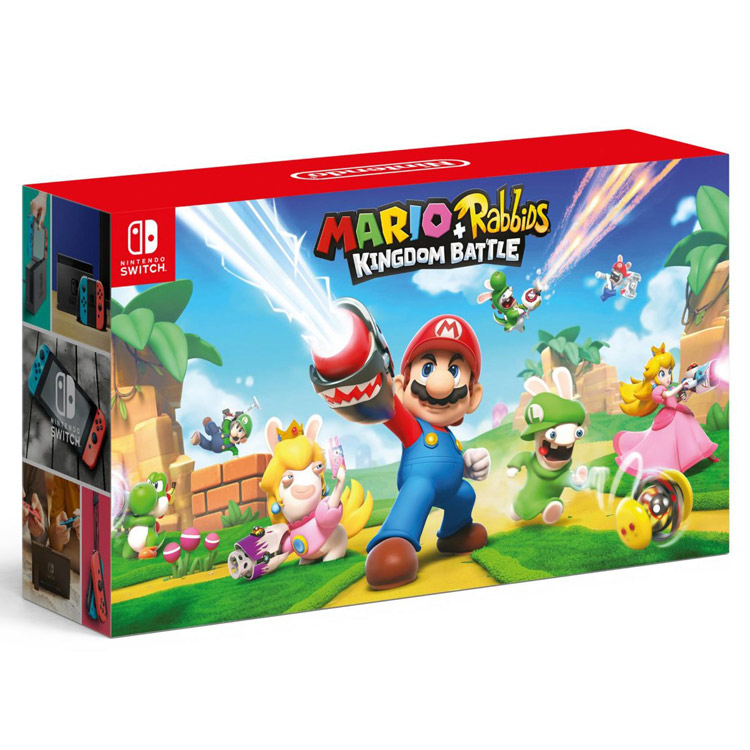 Nintendo Switch with Gray Joy-Con - Mario + Rabbids Kingdom Battle Bundle کنسول های بازی
