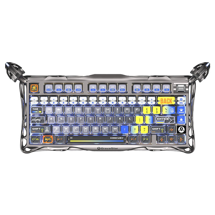 خرید کیبورد GravaStar Mercury K1 Pro - بی‌سیم - سوییچ مکانیکی خطی با قابلیت تعویض سریع - نقره‌ای میان ستاره‌ای
