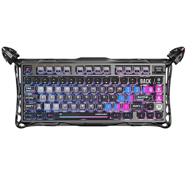 خرید کیبورد GravaStar Mercury K1 Pro - بی‌سیم - سوییچ مکانیکی خطی با قابلیت تعویض سریع - سیاه کهکشانی