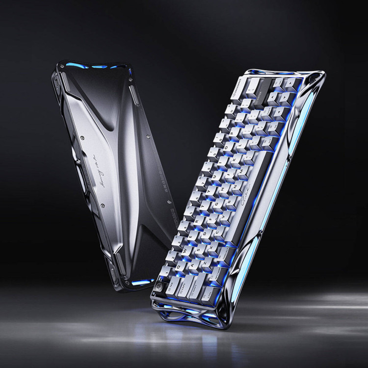 خرید کیبورد GravaStar Mercury V60 Pro - سوییچ مغناطیسی - نسخه دلوکس طرح Chrome Silver