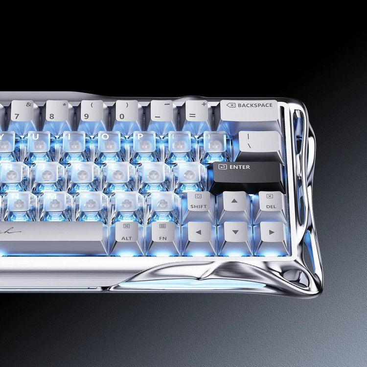 خرید کیبورد GravaStar Mercury V60 Pro - سوییچ مغناطیسی - نسخه دلوکس طرح Chrome Silver