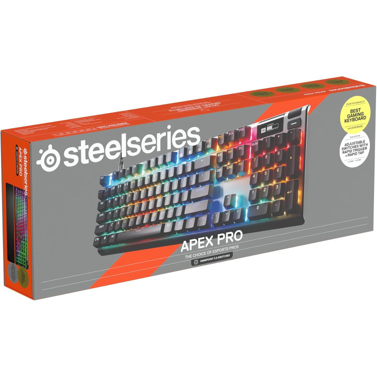 خرید کیبورد SteelSeries Apex Pro نسل سه - سوییچ HyperMagnetic OmniPoint 3.0 - سیاه - چینش حروف آلمانی