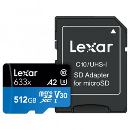 Lexar High-Performance 633x MicroSDXC UHS-I Card with SD Adapter - 512GB