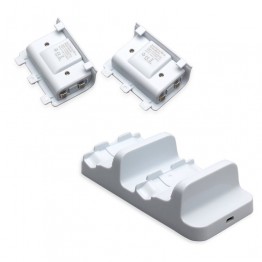 خرید پایه شارژر دوگانه کنترلر ایکس باکس وان به همراه دو عدد باتری - سفید