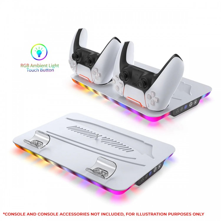 خرید پایه خنک کننده و شارژر Dobe برای PS5 اسلیم - سفید