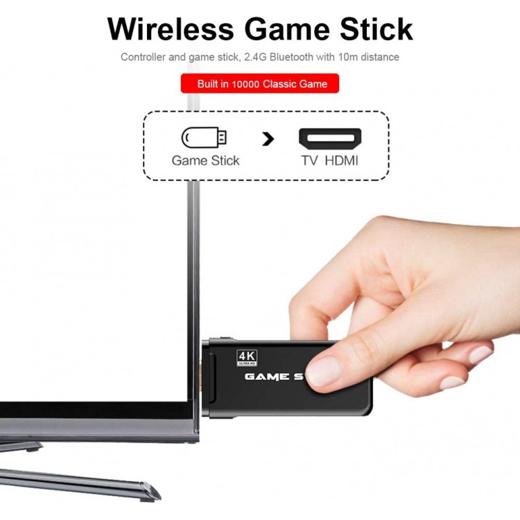خرید کنسول Game Stick 4K Ultra HD به همراه دو عدد گیم پد بی‌سیم - سفید