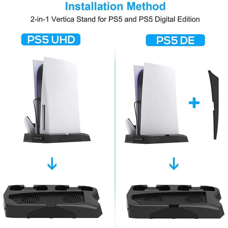 پایه عمودی خنک کننده و شارژر KJH برای PS5 - سیاه