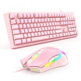 Onikuma G25 Keyboard + CW905 Mouse - Pink Set