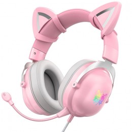 Onikuma X11 Gaming Headset with Cat Ears - Pink