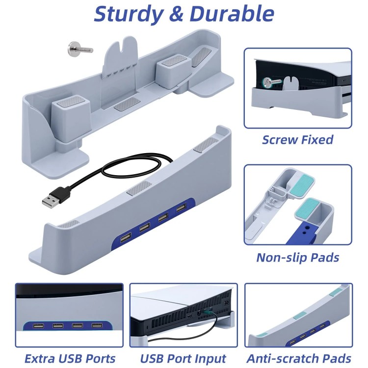 خرید پایه افقی PGTech با چهار پورت USB برای PS5 اسلیم و پرو