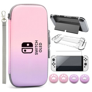 VGBUS 7-in-1 Accessory Case for Nintendo Switch OLED - Pink/Purple