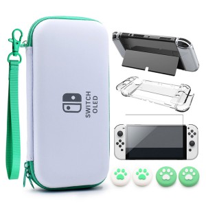 VGBUS 7-in-1 Accessory Case for Nintendo Switch OLED - White/Green