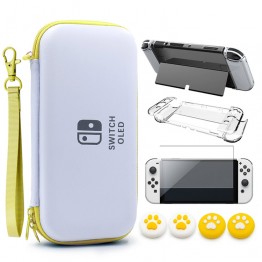VGBUS 7-in-1 Accessory Case for Nintendo Switch OLED - White/Yellow
