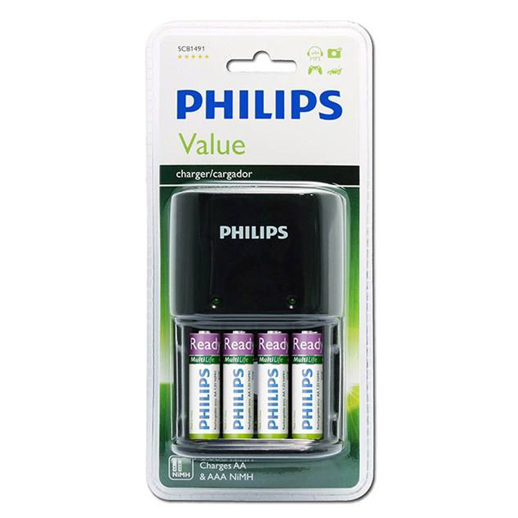 خرید شارژر باتری قلمی فیلیپس به همراه چهار باتری قلمی