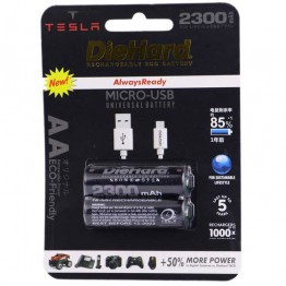 Tesla DieHard Rechargable Batteries with micro USB Cable