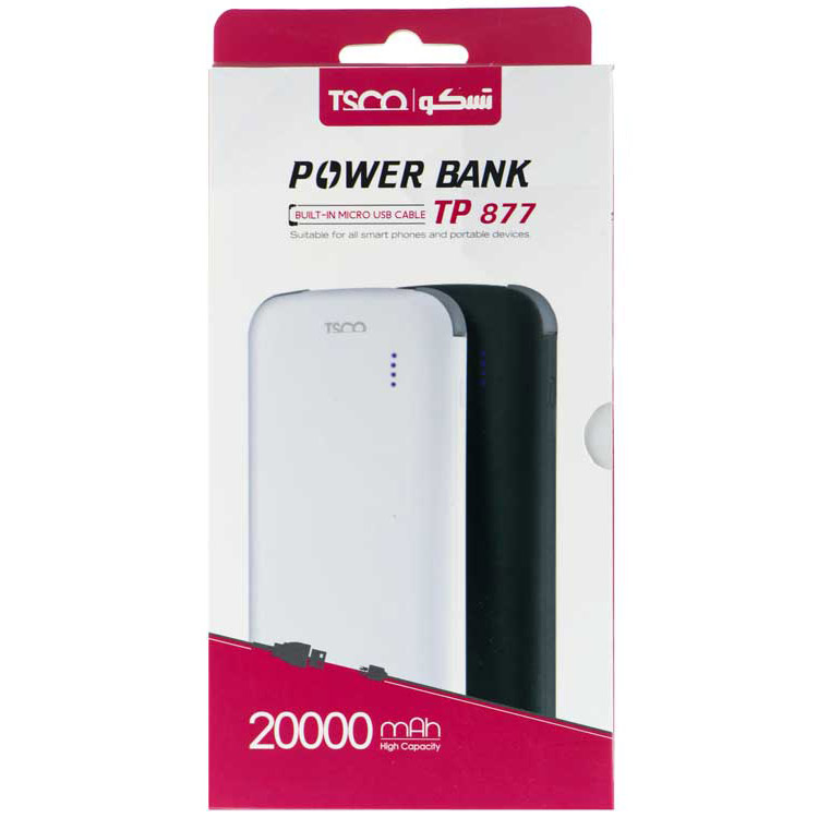 TSCO TP-877 Power Bank - 20000mAh - White/Black لوازم جانبی 