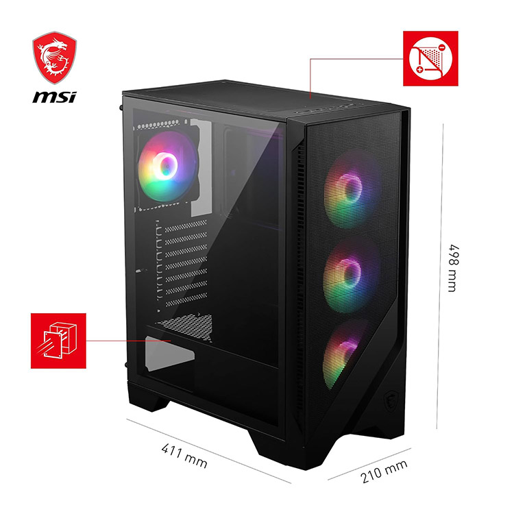 خرید کیس کامپیوتر MSI MAG Forge 120A Airflow - شاسی مید تاور - سیاه