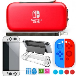 A-ONE-K 11-in-1 Accessory Kit for Nintendo Switch OLED - Red