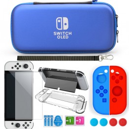 A-ONE-K 11-in-1 Accessory Kit for Nintendo Switch OLED - Blue