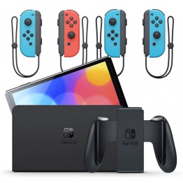 Nintendo Switch OLED with Neon Blue and Neon Red Joy-Con + Joy-Con Neon Blue