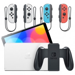 Nintendo Switch OLED with White and Neon Blue/Neon Red Joy-con