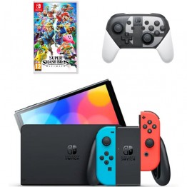 Nintendo Switch OLED with Neon Blue and Neon Red Joy-Con - Super Smash Pro Limited Edition Bundle