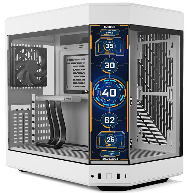 خرید کیس کامپیوتر Hyte Y60 + نمایشگر LCD - سفید