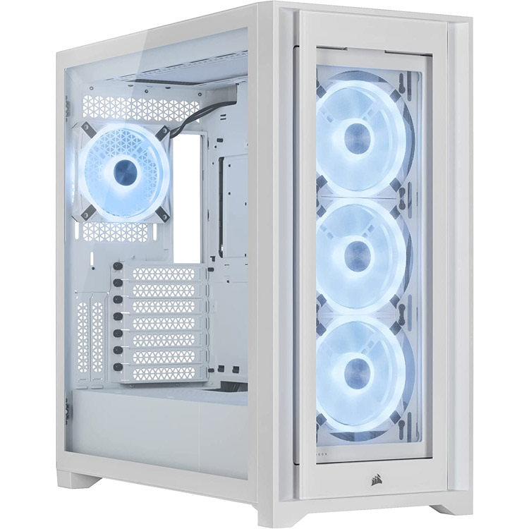 خرید کیس کامپیوتر Corsair iCue 5000X RGB - شاسی مید تاور - نسخه QL - رنگ True White