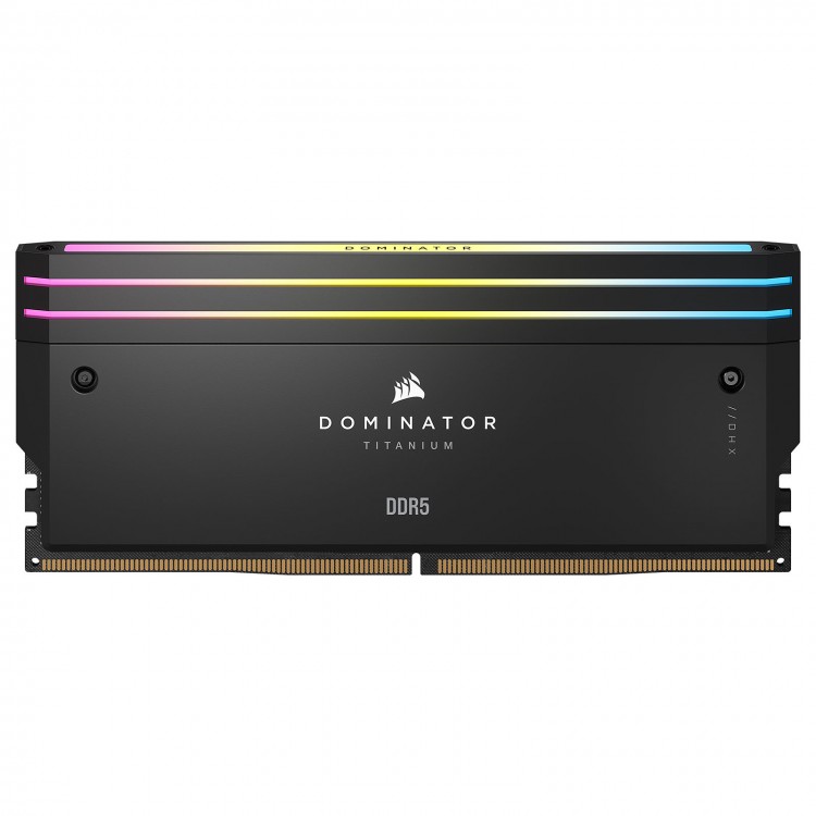 خرید رم Corsair Dominator Titanium RGB - ظرفیت 32 گیگابایت - DDR5 - پک دوتایی - مدل Intel XMP - فرکانس 6600 مگاهرتز - CL32 - سیاه