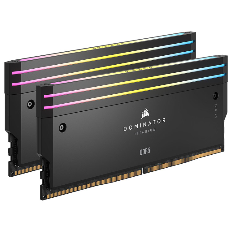 خرید رم Corsair Dominator Titanium RGB - ظرفیت 32 گیگابایت - DDR5 - پک دوتایی - مدل Intel XMP - فرکانس 7200 مگاهرتز - CL34 - سیاه