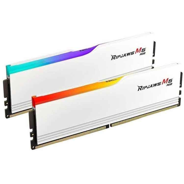 خرید رم G.Skill Ripjaws M5 RGB DDR5 - ظرفیت 32 گیگابایت - پک دوتایی - مدل Intel XMP - سرعت 6000 مگاهرتز - CL36 - سفید