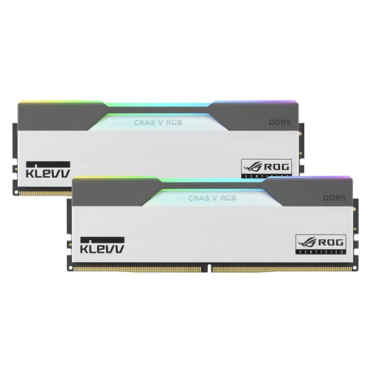خرید رم KLEVV Cras V RGB DDR5 - ظرفیت ۴۸ گیگابایت - دو کاناله - سرعت 6200 مگاهرتز - CL32 - سفید - نسخه ROG