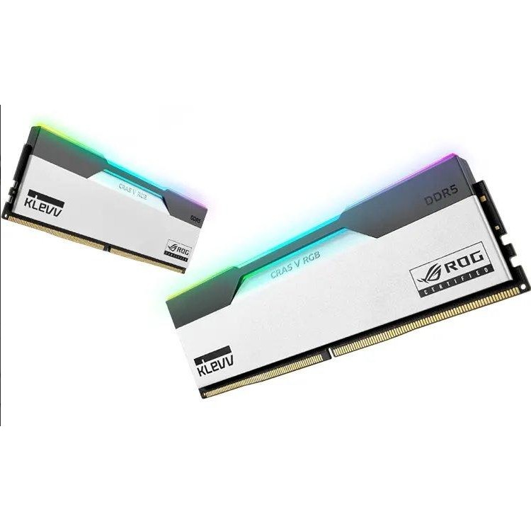 خرید رم KLEVV Cras V RGB DDR5 - ظرفیت 32 گیگابایت - دو کاناله - سرعت 6200 مگاهرتز - CL32 - سفید - دارای مهر تأیید ROG