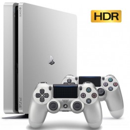 PlayStation 4 Slim Silver 500GB with 2 Controllers