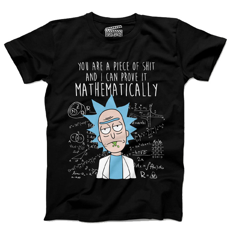 خرید تیشرت ونگارد - طرح Rick Mathematically Proves You're a Piece of $#!t - سیاه - سایز XXL
