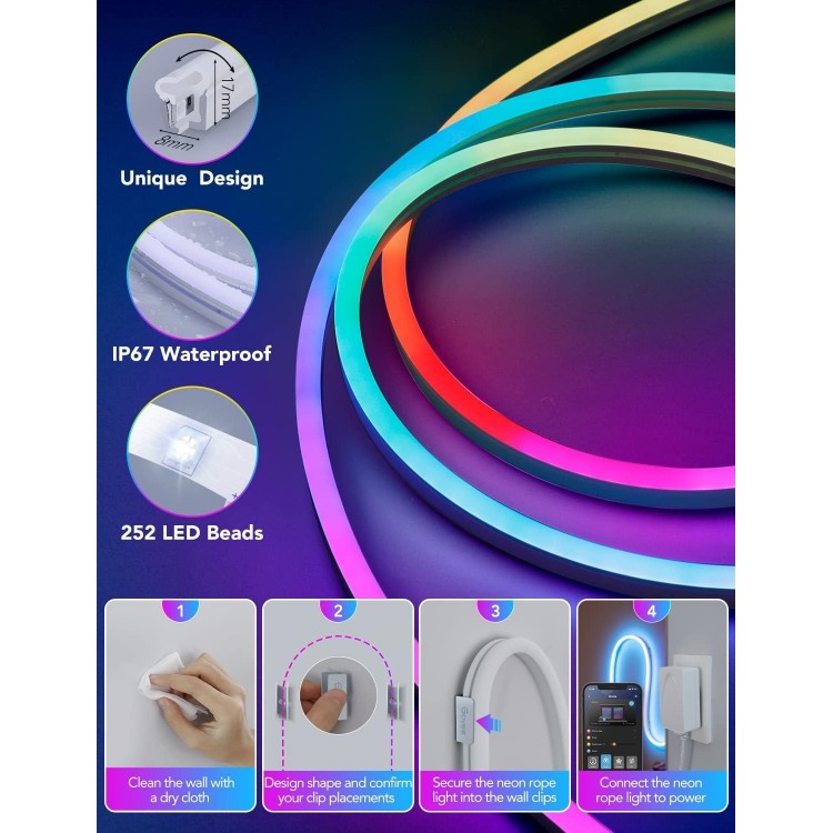 خرید لامپ هوشمند GoVee RGBIC LED Neon Rope - سه متر