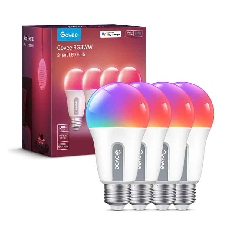 خرید لامپ هوشمند حبابی GoVee RGBWW LED - پک چهارتایی